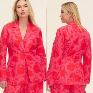 Kate Spade x Target New Pink Floral Linen Blend Classic Rose Blazer SZ XL Preppy